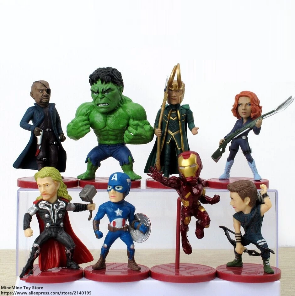 DISNEY Marvel Мстители 8 шт./компл. Железный человек Тор Халк см фигурку аниме мини