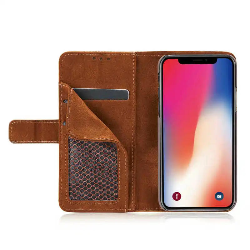 Для iphone х Флип кожаный чехол Ретро Кожа Folio кошелек сотовый телефон с Обложка