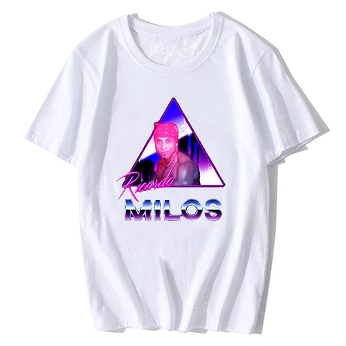 Белый Ricardo Milos Эстетическая Vaporwave Винтажная летняя мужская футболка Harajuku уличная хлопковая Футболка Hombre Мужская забавная футболка - Цвет: Белый