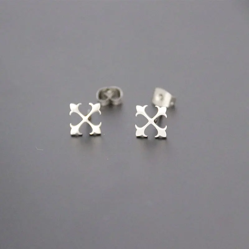 Wholesale Bulk 10pairs/lot Cross Flower Stainless Steel Earrings Studs Fashion Minimalistic Earring Jewelry For Women Girls | Украшения и