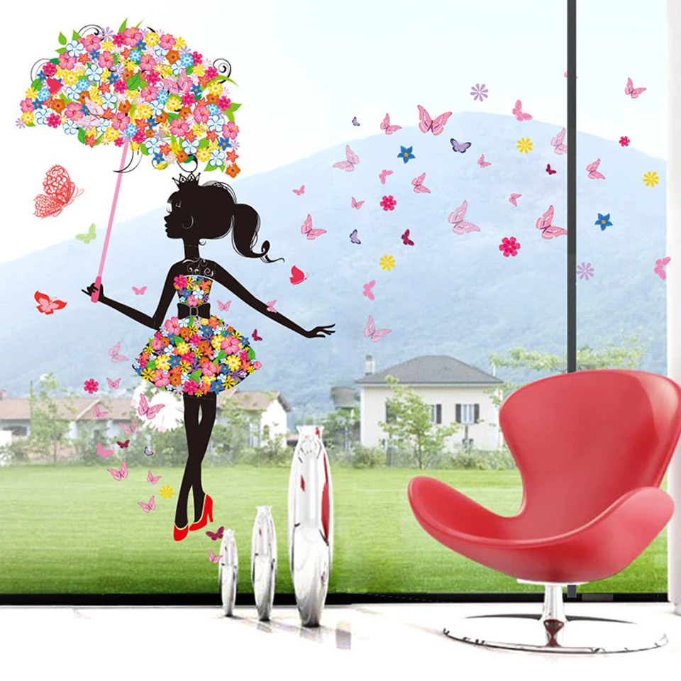 Девушка бабочка наклейки на стену для детской комнаты девочек декор гостиной