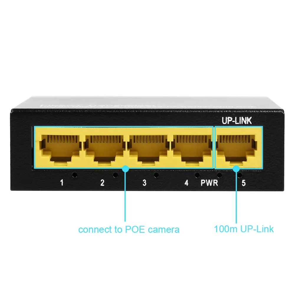 5 портов PoE переключатель питания по Ethernet коммутатор 60 Вт 802.3af для сети IP камер
