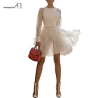 AEL плиссе Подол Разделение совместных платье из органзы Женщина многослойное бальное платье с оборками 2019 новая модная одежда Высокая Талия Мини