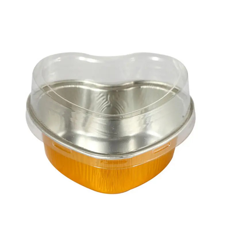 100 шт. одноразовые алюминиевые чашки для пудинга в форме сердца с крышками мл