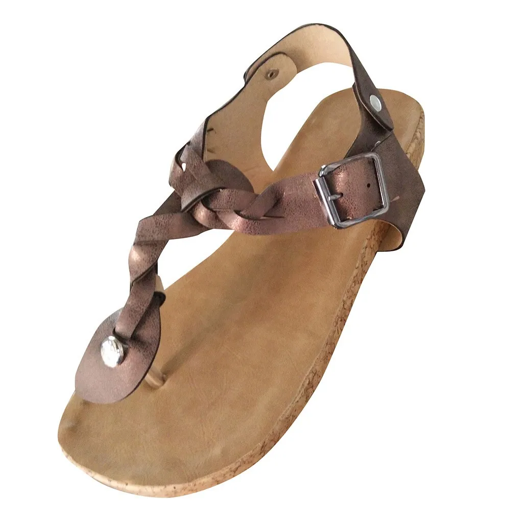 Женские римские сандалии SAGACE летние на плоской подошве с Т образным ремешком