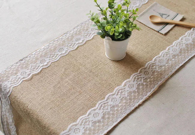 5 шт./лот недорогая Свадебная сумка винтажная джутовая скатерть кружевная