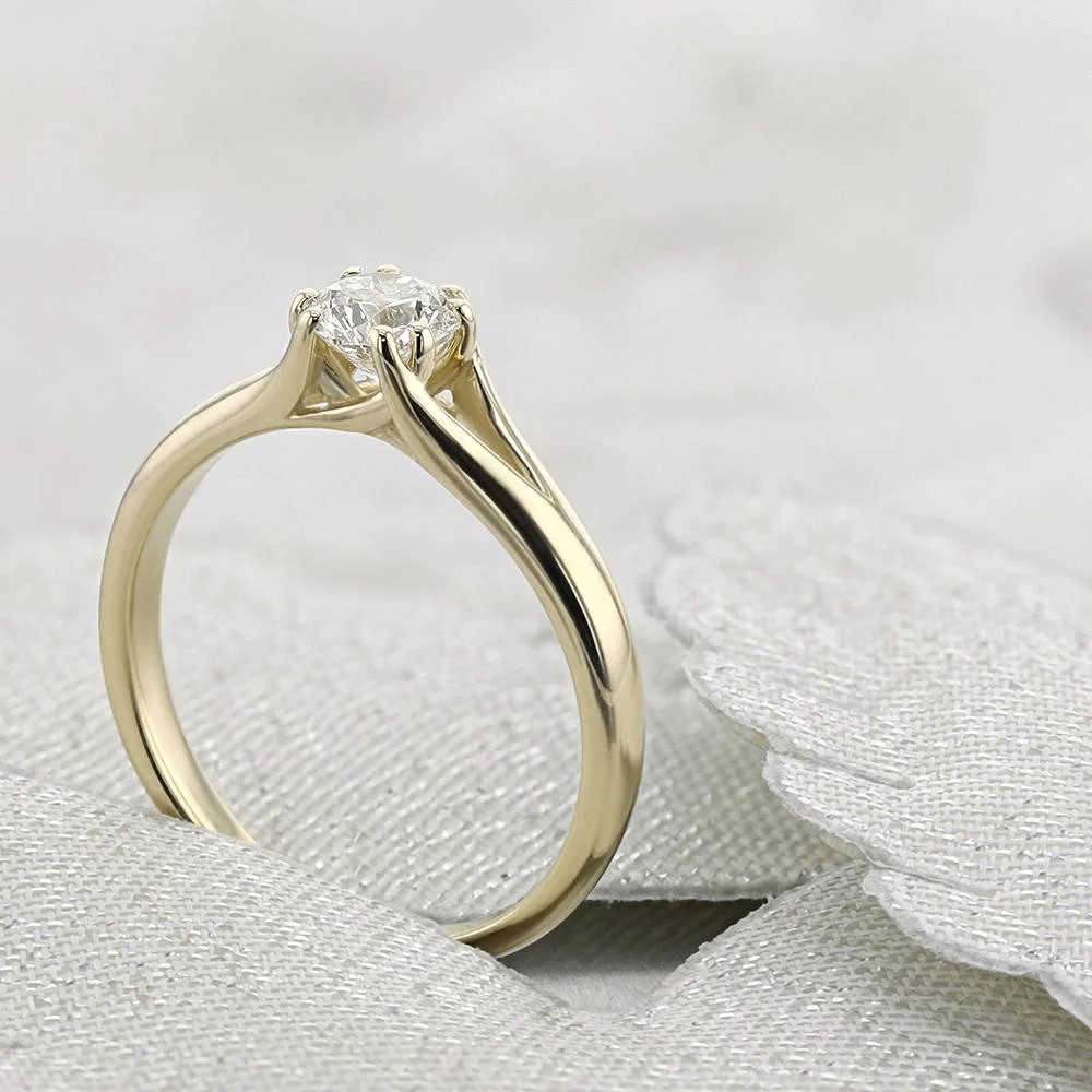 0.4ct 4 5 мм круглый разрезанный Муассанит кольцо 14 K массивная желтая золотая