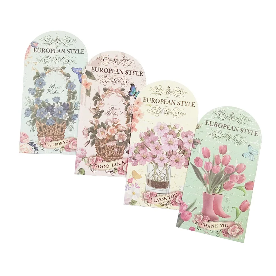 24 шт./лот Новинка цветы и открытка с бабочками романтическая в европейском стиле