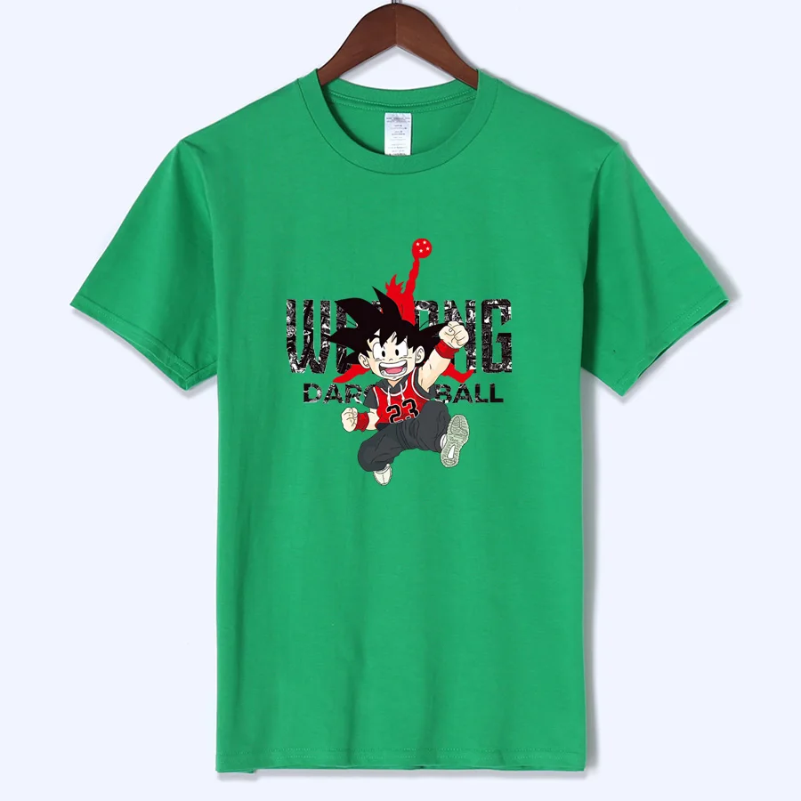 Японского аниме Dragon Ball Z Wukong Футболка с принтом Jordan 23 Мужская облегающая одежда для бодибилдинга белая футболка camiseta hombre - Цвет: green
