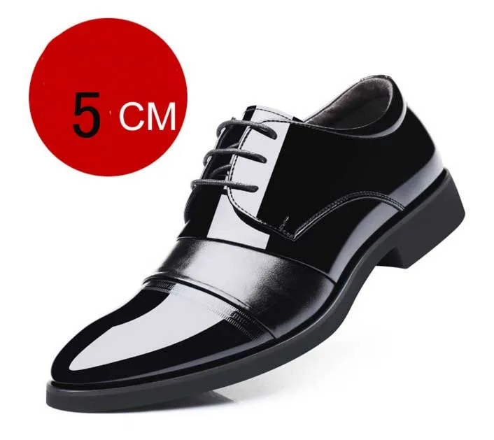 black 5 cm Cyabmoz/повседневная кожаная обувь, увеличивающая рост 5 см/7 см; модная мужская обувь, увеличивающая рост; свадебные модельные туфли для молодых мужчин; офисные туфли - Цвет: black 5 cm