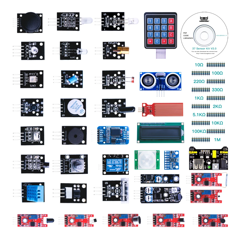 KUONGSHUN 37 в 1 коробка наборы датчиков/37 набор датчиков для Arduino Высокое качество