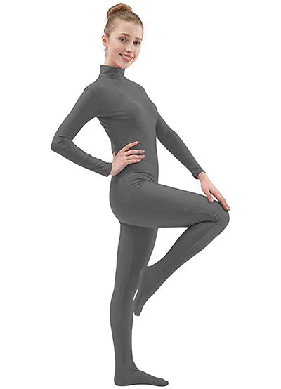 SPEERISE взрослый полный тело Zentai черный лайкра спандекс ноги обтягивающие облегающие комбинезоны костюм для женщин Unitard человек Косплей костюмы - Цвет: Серый