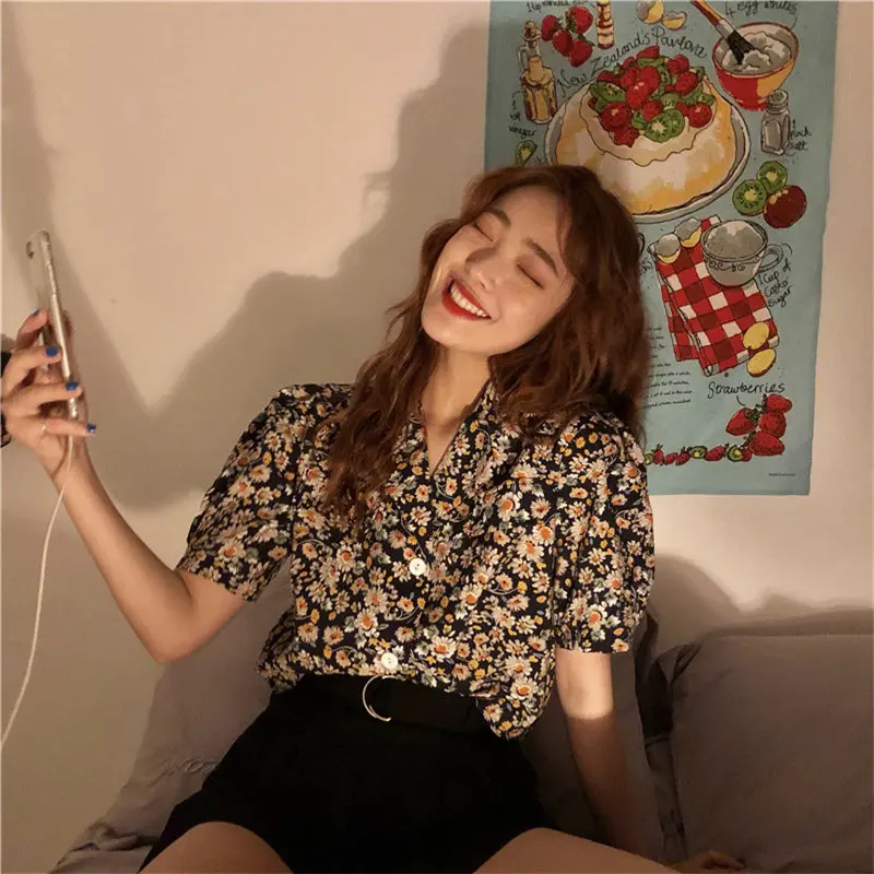 Чужой Kitty с цветочным принтом в винтажном стиле Sweet зубчатый Лето 2021 Элегантные