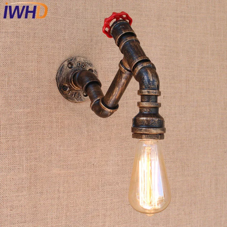 

IWHD Loft Industrial Vintage Wall Lamp Antique Edison Wall Sconce Bulb E27 Iron Pipe Wall Light Fixtures Dining Room Lighting