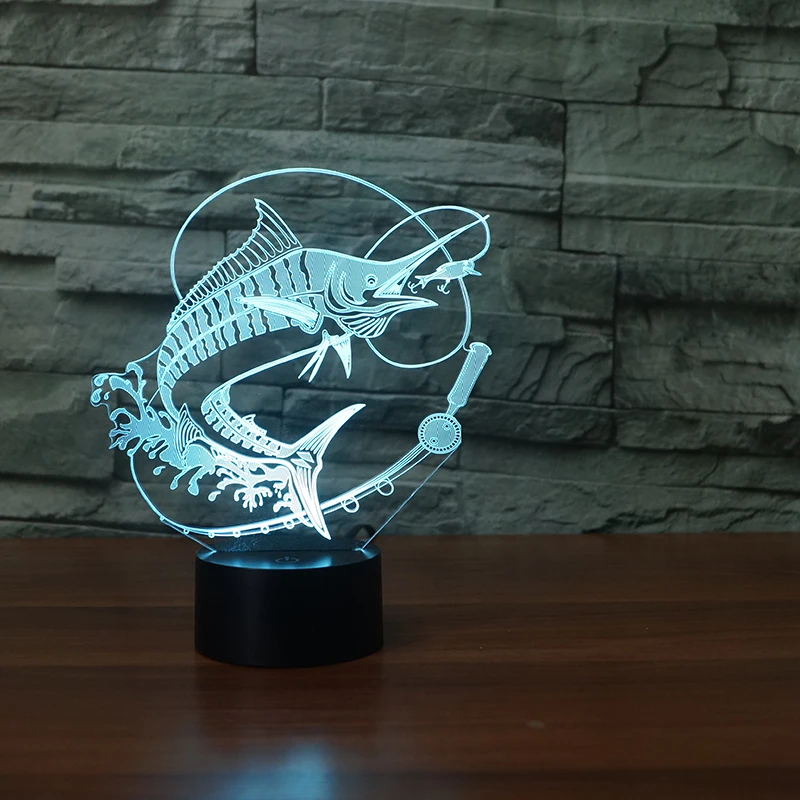 

Светодиодная 3d-лампа для рыбалки, ночсветильник с питанием от USB и сенсорным выключателем, изменение 7 цветов в помещении, искусственная кожа, для ловли карпа, рыбы, настольная лампа для игрушки, подарок