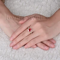 LOVERJEWELRY Oval 8x10mm 14Kt Yellow Gold Diamond Ring RubyEngagement Ruby Ring For Sale G090795