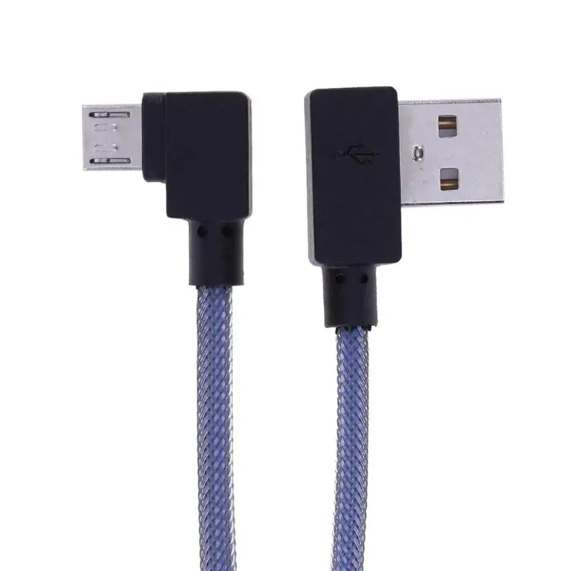 0 3 м двойной локоть Micro USB 90 градусов правый Плетеный зарядный кабель для