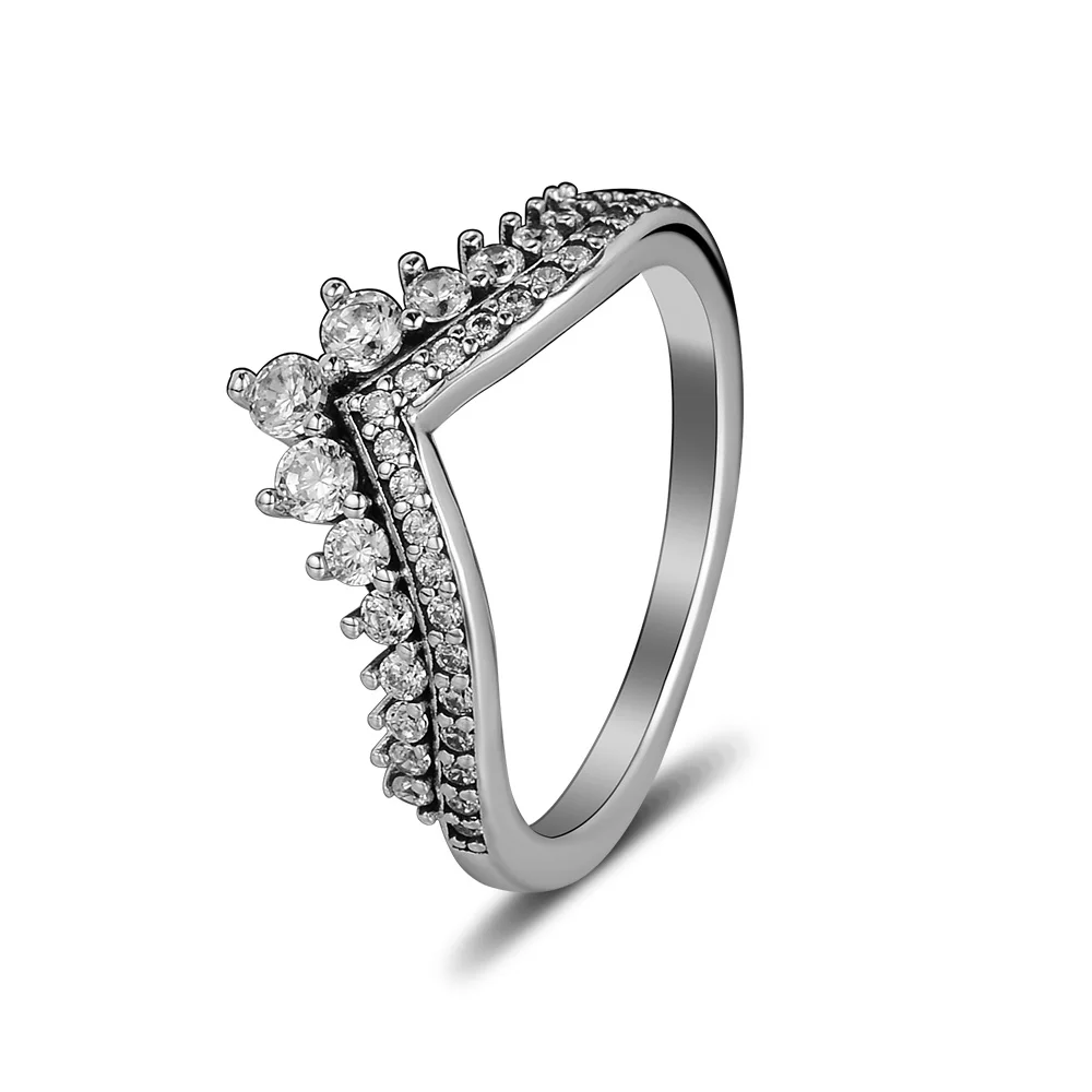 

100% 925 Sterling Silver Princess Wish Ring Female Jewelry Anillos Engagement Wedding Rings for Women Free Shipping
