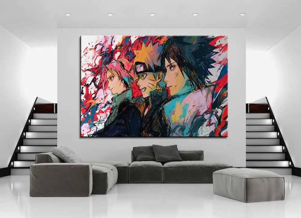 Холст печати плакатов для Гостиная Wall Art 1 шт. аниме граффити персонажа Наруто