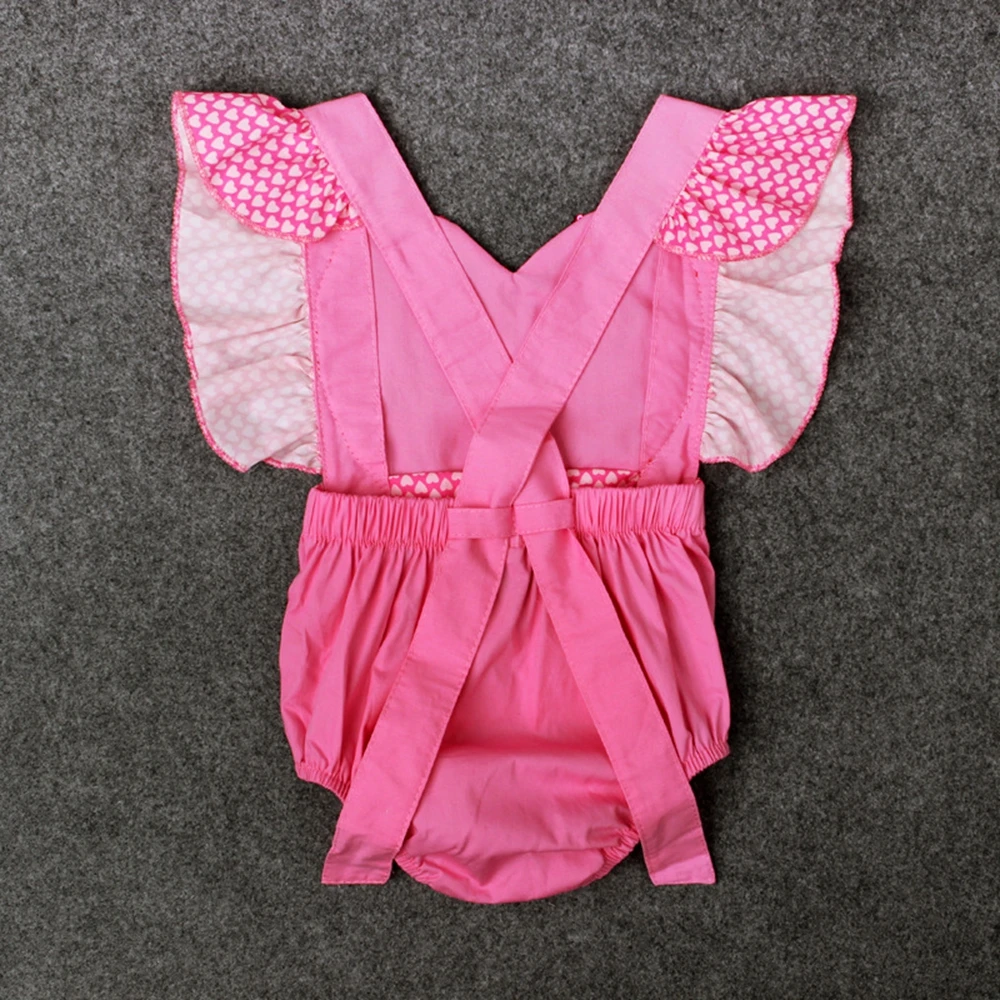 Детские комбинезоны для девочек 100% хлопок Повседневная рубашка с милым сердцем