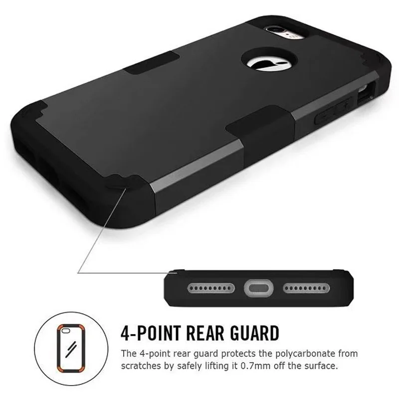 UVR 3 in 1 Hard PC Soft Silicone Armored Hybrid Rose Gold Pink Case for iPhone 8 Plus Cover 360 Degree Full Protect 8plus |