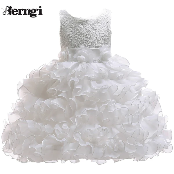 White Dress Berngi/Детские платья-пачки без рукавов для девочек; бальное платье; платье принцессы для выпускного вечера; платье подружки невесты на свадьбу; детское платье для первого причастия - Цвет: White Dress