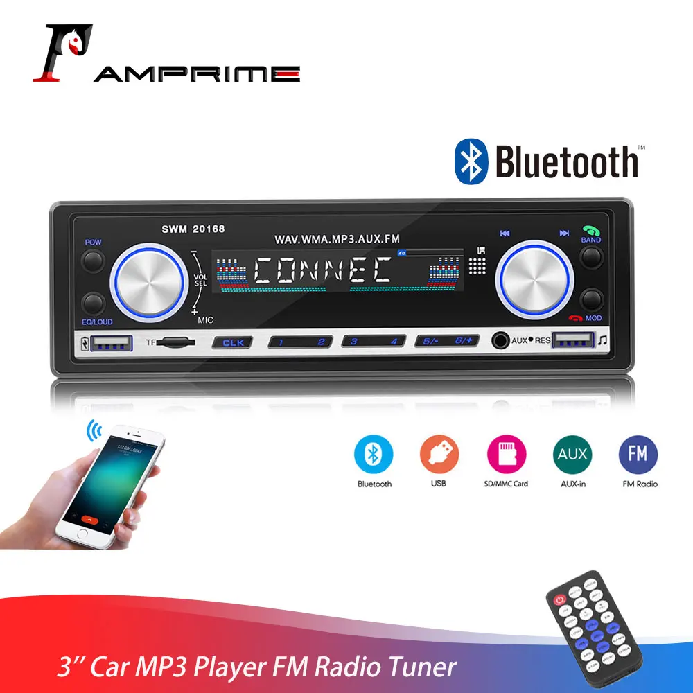 Автомобильный MP3 плеер AMPrime 1 din FM радио тюнер 3 ''Авторадио AUX USB Bluetooth