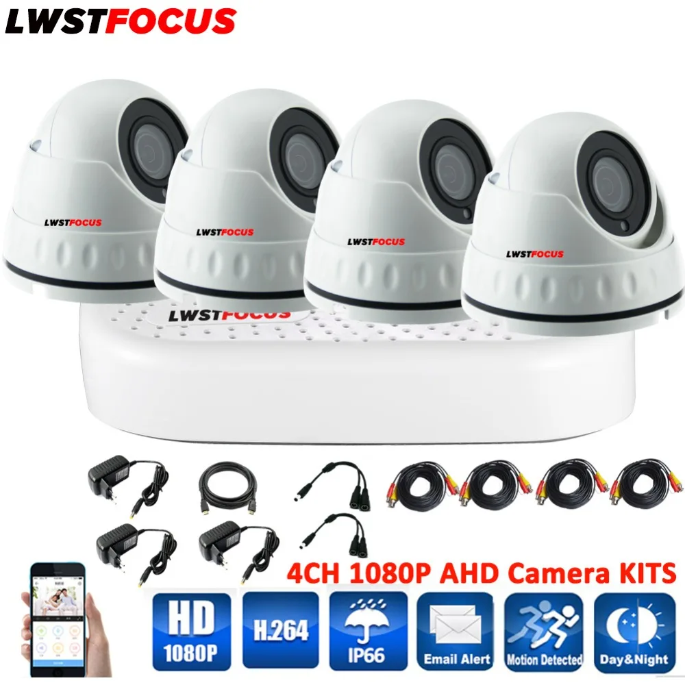 Lwstfocus 4ch CCTV Системы Наборы 1080 P HDMI AHD DVR 4 шт. 2.0mp металла Водонепроницаемый ИК Купол