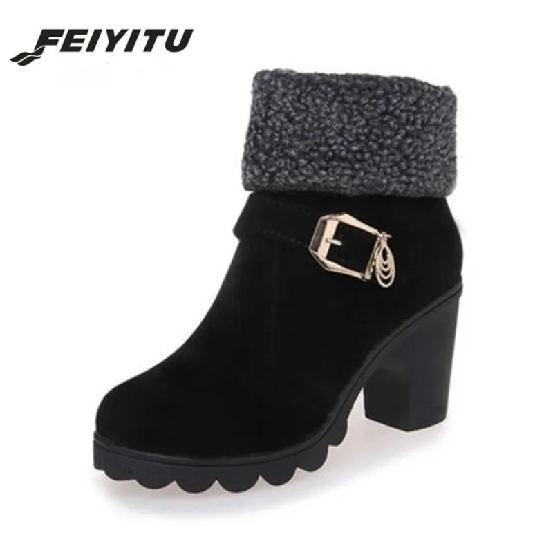 Новинка 2018 осенне зимние женские ботинки feiyitu высококачественные однотонные