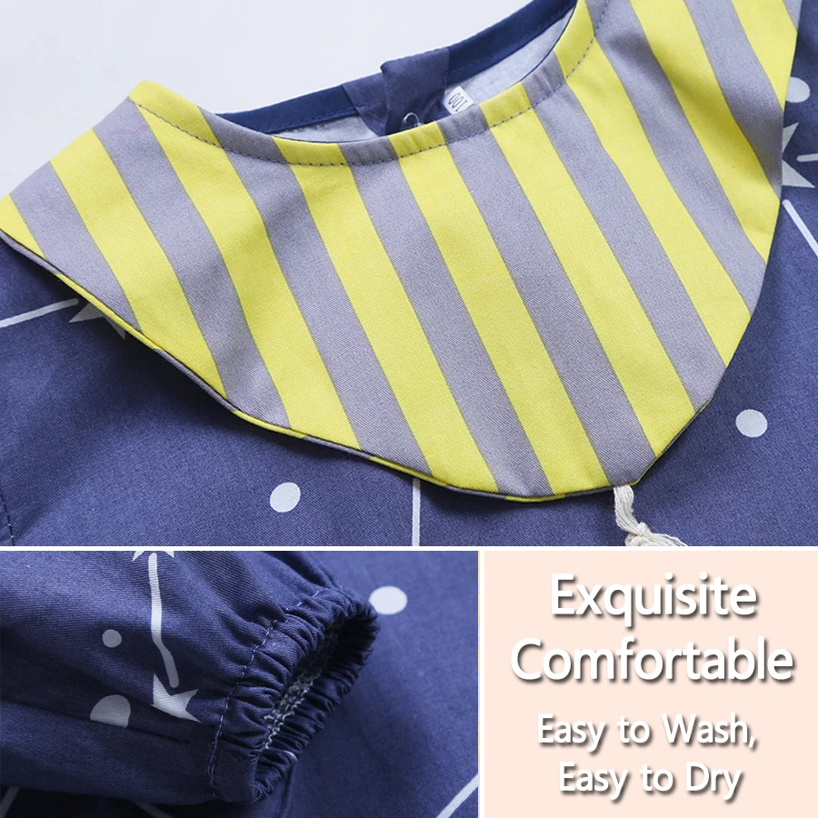 Long Sleeve Bib for Baby Feeding Waterproof Cotton Bibs Bandana Children's Apron Scarf with Sleeves Boy Girl Drool Slab | Детская