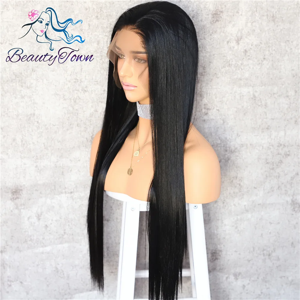 BeautyTown, ручная вязка, цвет слоновой кости, термостойкие волокна, прямые, косплей, для знаменитостей, для девочек, для свадебной вечеринки, синтетические парики на кружеве