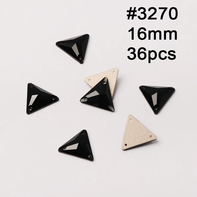 Triangle 16mm 36pcs K9 кристалл зеркало стразы смешанной формы черный реактивный стекло плоская задняя Пришивные коготь стразы, diy аксессуары для одежды - Цвет: Triangle 16mm 36pcs