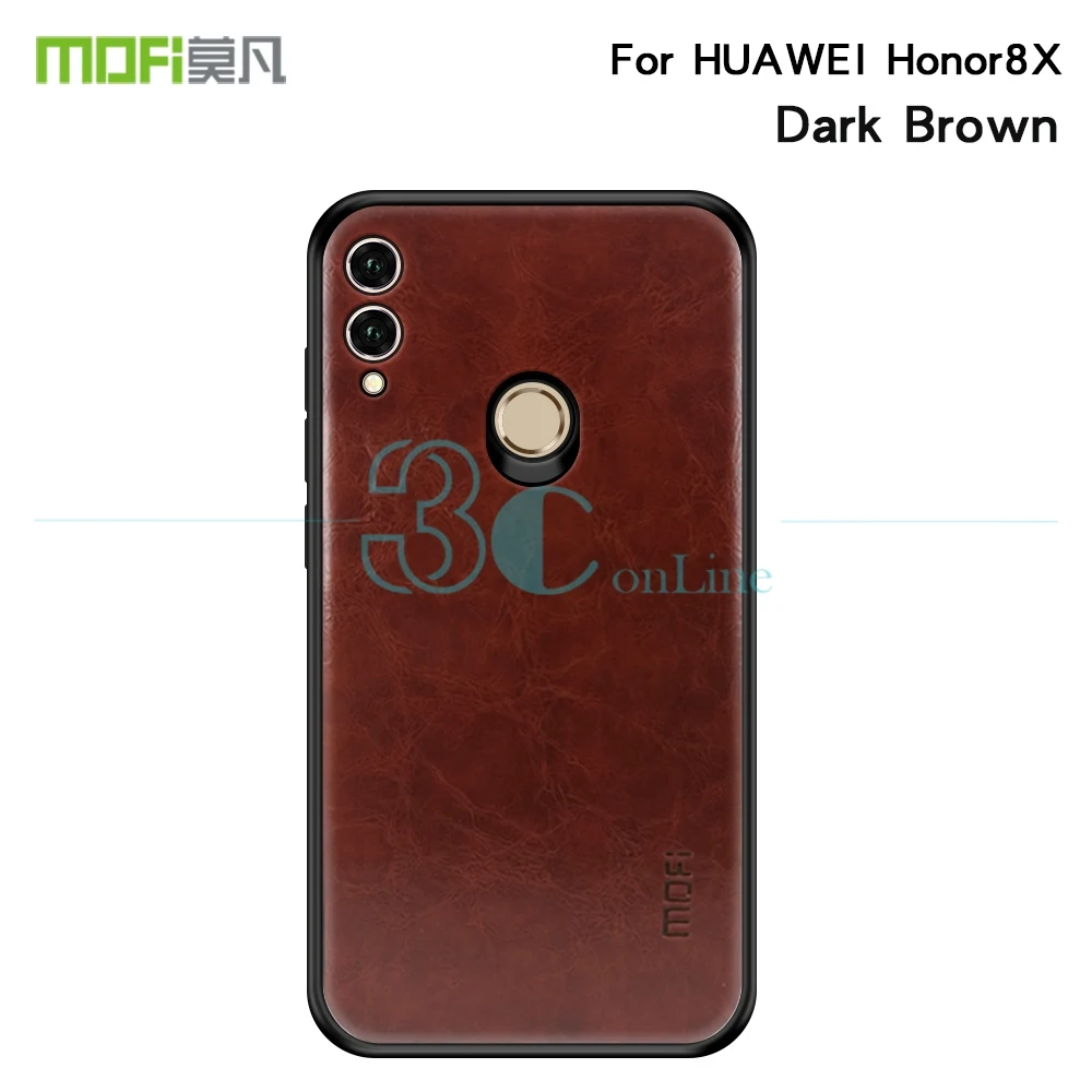 Honor 8X чехол MOFI чехол силиконовый PU кожаный чехол Funda чехол для Huawei Honor 8X6," крышка защитный экран противоударный - Цвет: Dark Brown