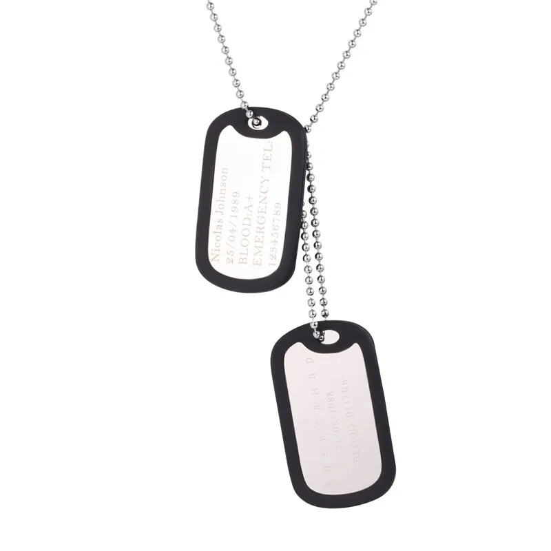 U7 изготовленный на заказ Медицинский ID Dog Tag Цепочки и ожерелья с подвесками с Нержавеющая сталь цепи 2" Для мужчин Для женщин Персонализированные милитари Жетоны для собак - Окраска металла: Stainless Steel