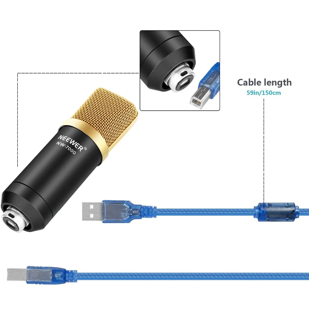 Neewer NW 7000 USB конденсаторный микрофон комплект для Windows и Mac с металлическим
