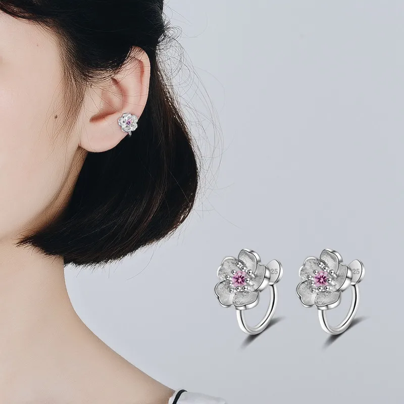 Очаровательные розовые серьги в форме цветка с кристаллами для женщин ювелирные