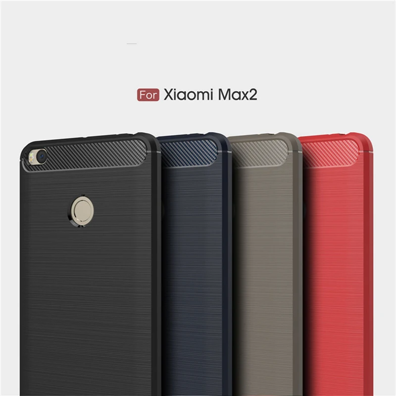 Роскошный чехол для Xiaomi Mi Max 2 Мягкая силиконовая углеродного волокна Броня