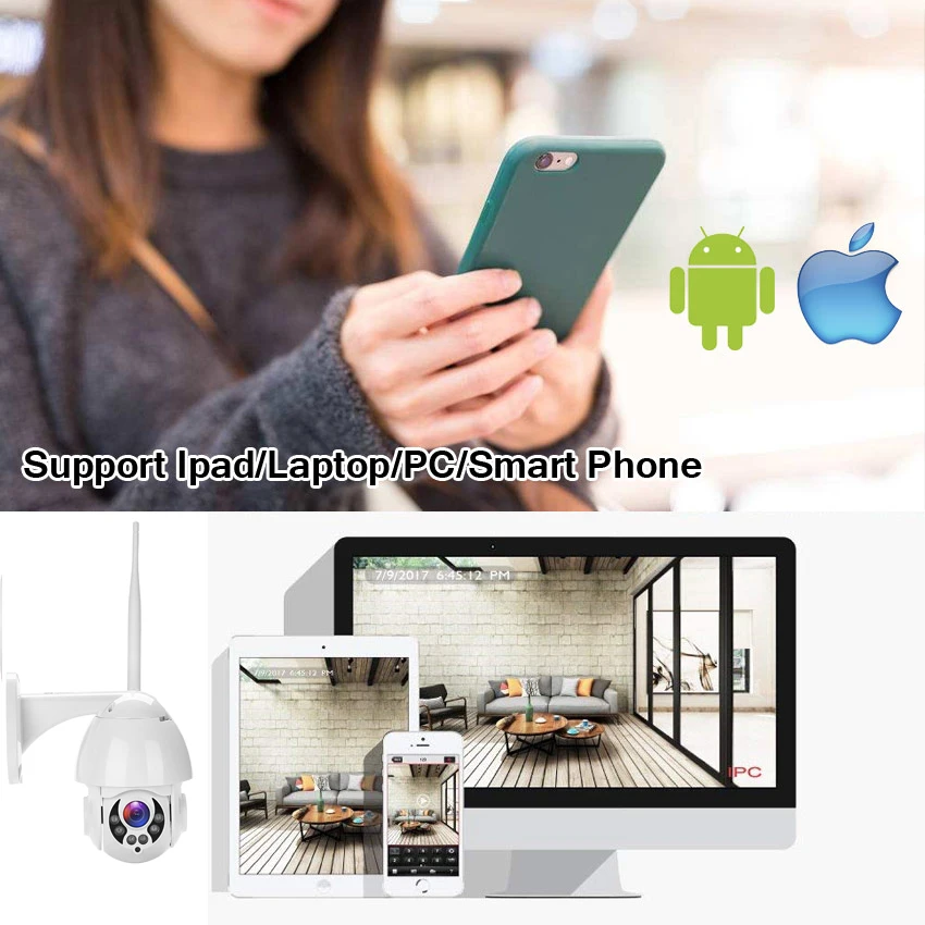 Ip камера WiFi 2MP 1080P Беспроводная PTZ скоростная купольная CCTV IR Onvif ip Wi Fi наружного