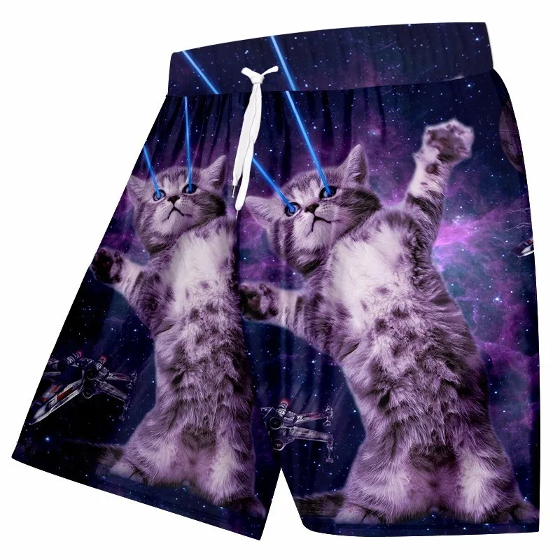 Шорты OGKB мужские пляжные с 3D-принтом Галактики повседневные короткие штаны для