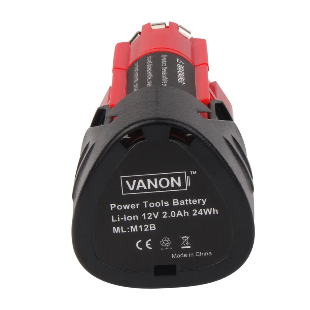 VANON для MILWAUKEE M12B 12 в 2000 мАч перезаряжаемые электроинструменты литий-ионный аккумулятор 2,0 Ач замена литий-ионный 48-11-2401 M12