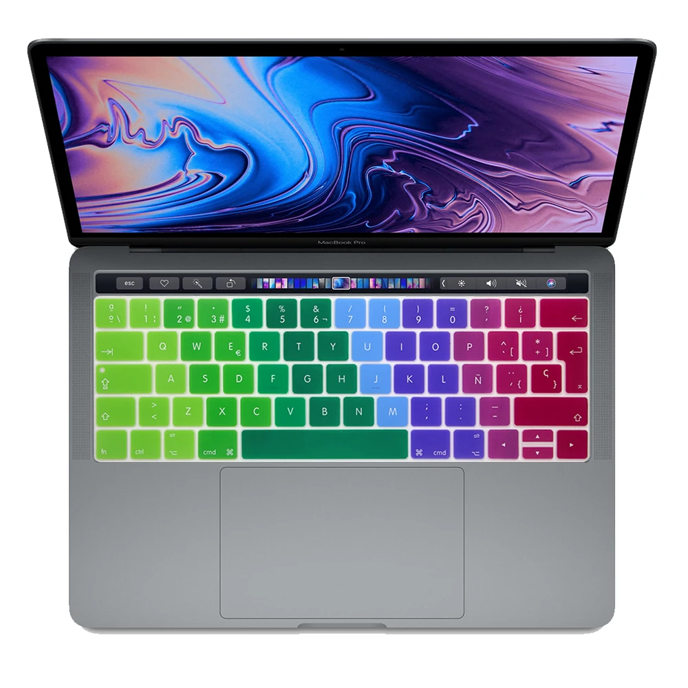 Испания ЕС-Ввод Клавиатура Обложка протектор для Macbook Pro13 15 с сенсорной панелью A1706/A1707/A1989/A1990 клавиатура защитная пленка