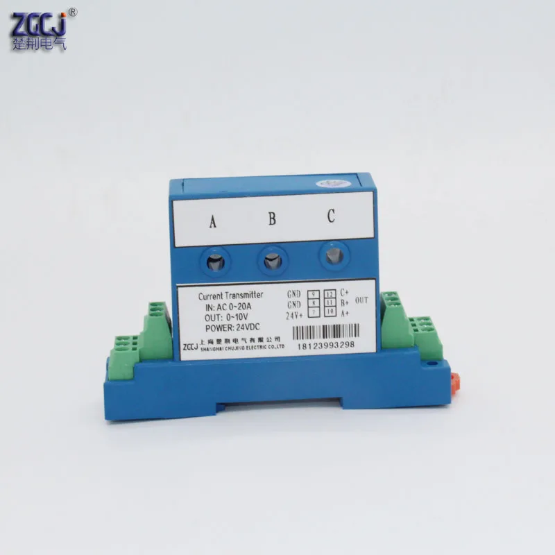 Перфорация AC 0-20A 3 фазный ток передатчик 4-20mA, 0-20mA, 0-5 V, 0-10V Выход дырчатое 3 трехфазный амперметр переменного тока преобразователь сигналов