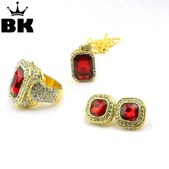 Мужские хип хоп набор из ожерелья серег и браслета Рик Росс|earring distributors|earring