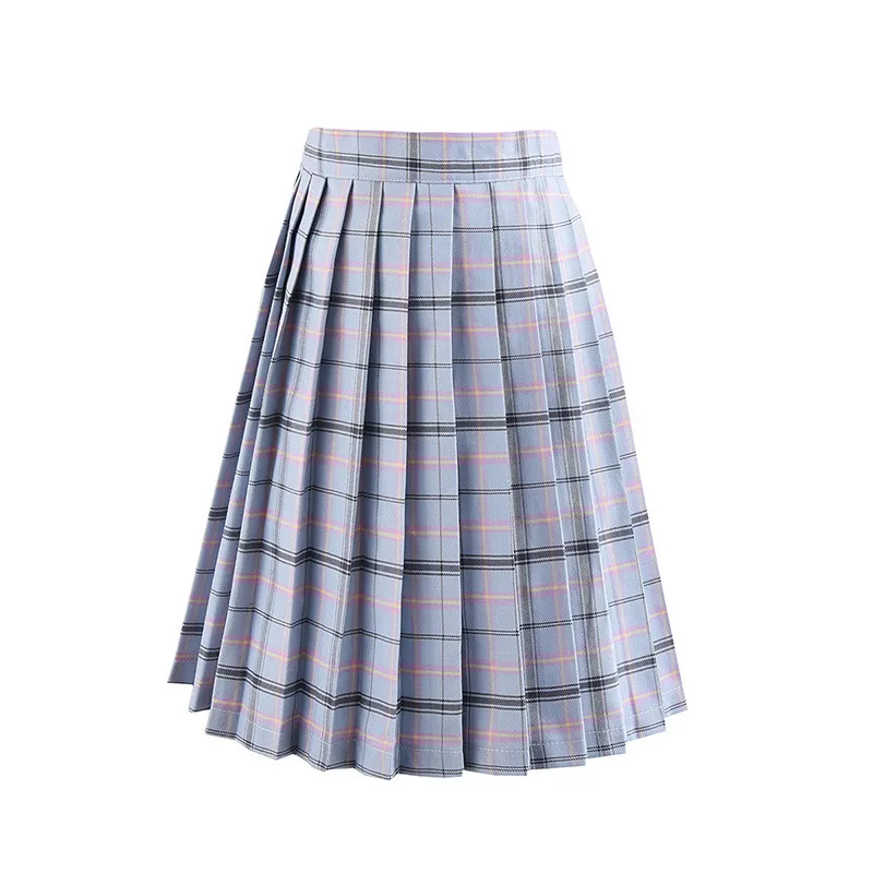 Blue Big Plaid UPHYD новые плиссированные юбки с высокой талией юбки Харадзюку трапециевидная Матросская юбка размера плюс японская школьная форма - Цвет: Blue Big Plaid