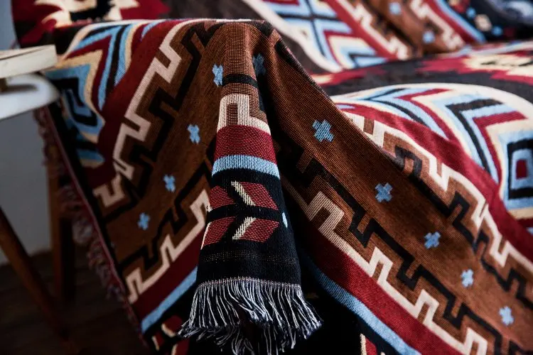 Хлопковое винтажное детское одеяло с бахромой покрывало на