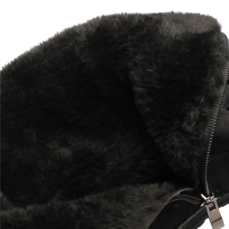 

BuonoScarpe Women Winter Snow Boots Down Rhinestone Winter Boots Lace Up Platform Heels Shoes Height Incresing Elastic BootsChic