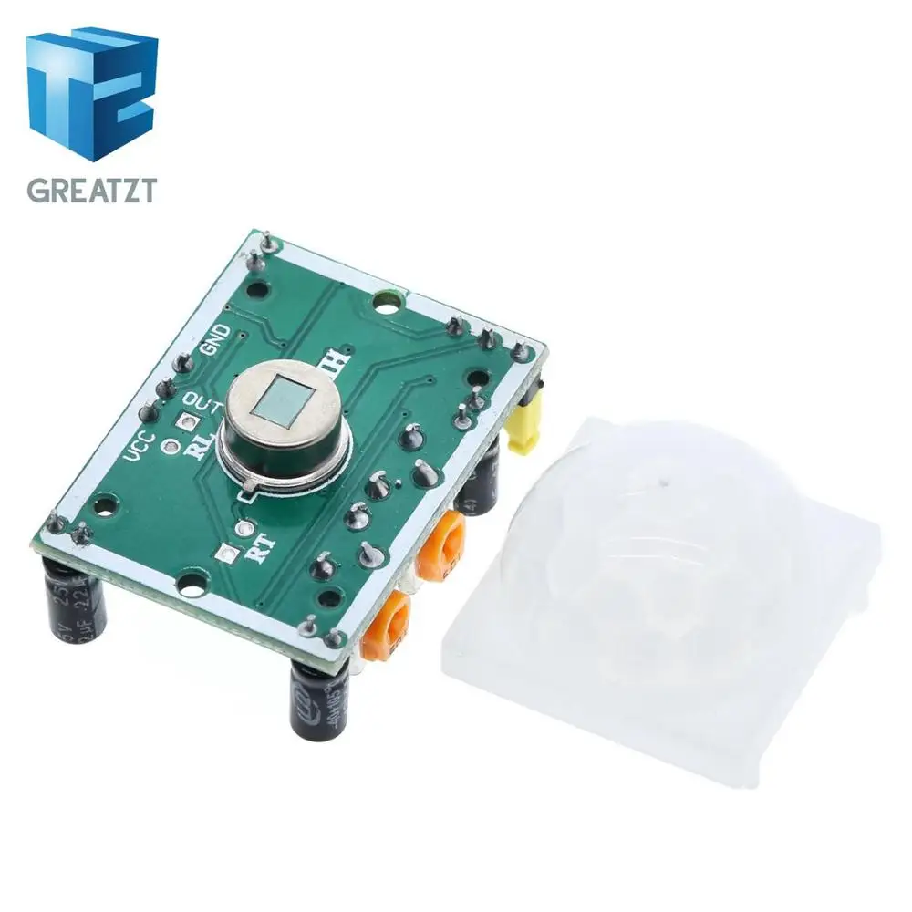 GREATZT 1 шт. HC-SR501 Отрегулируйте пироэлектрический инфракрасный PIR датчик движения модуль детектора для arduino для raspberry pi наборы
