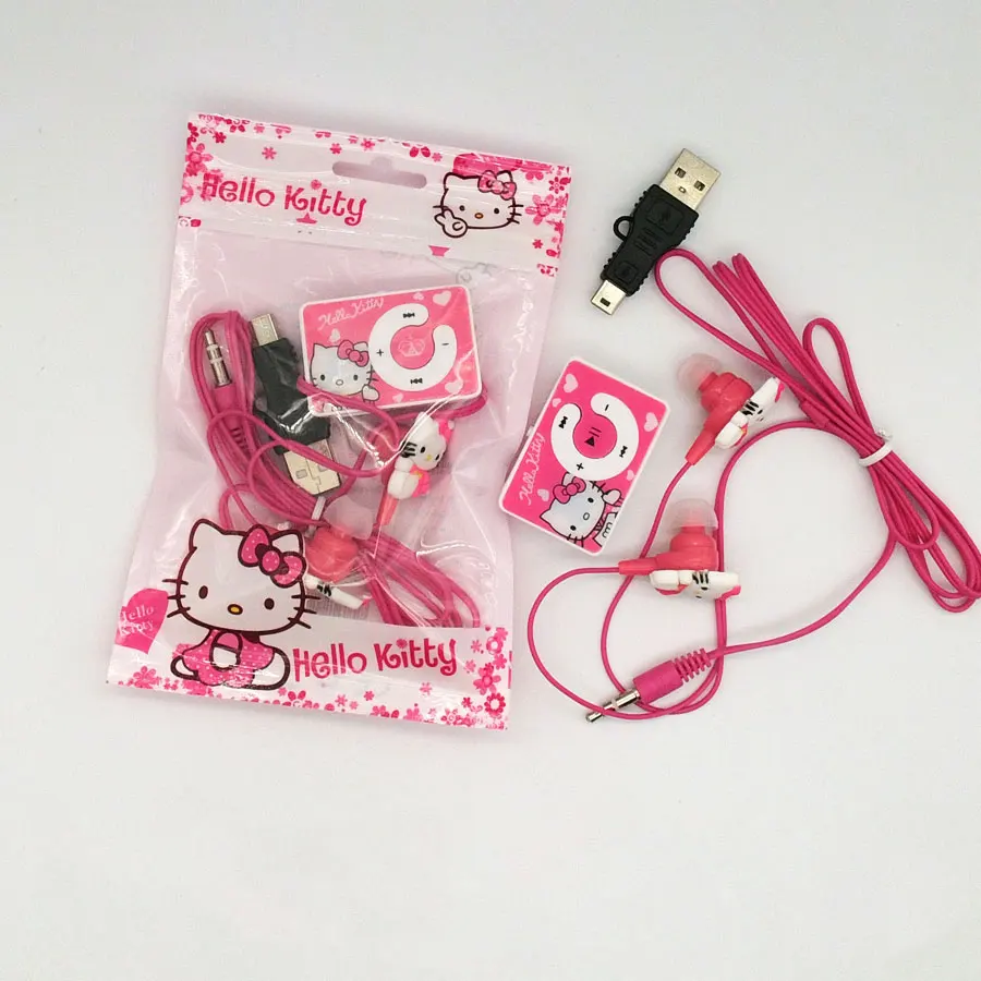 2016 модный mp3 плеер Hello Kitty поддержка карт Micro TF с наушниками kiItty и Mini USB|mp3 music player|music