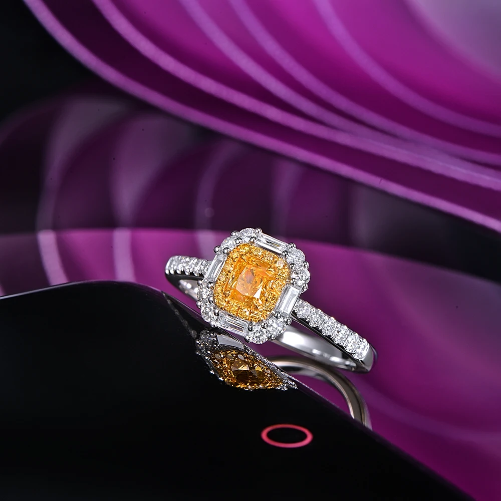 CaiMao 14KT/585 Белое золото 0.81ct натуральный бриллиант обручальное кольцо ювелирные