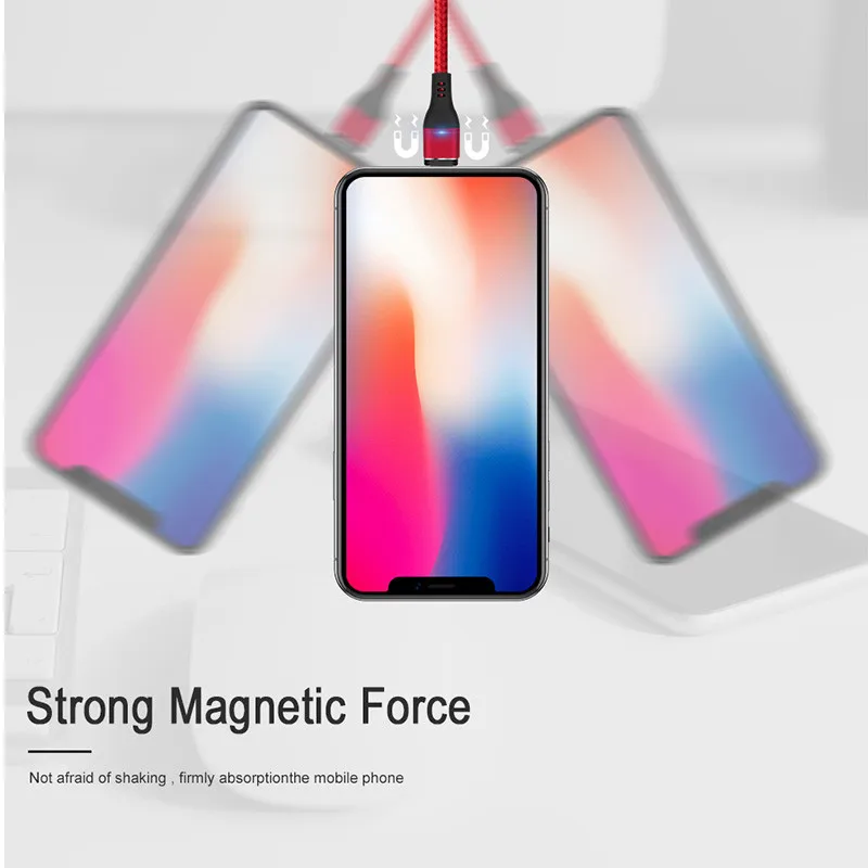 Магнитный usb-кабель 1 м 2 м, быстрая зарядка, USB type C, Micro Android, для samsung S10, зарядный кабель для iPhone 6, 6 S, 7, 8 Plus, XS MAX, XR